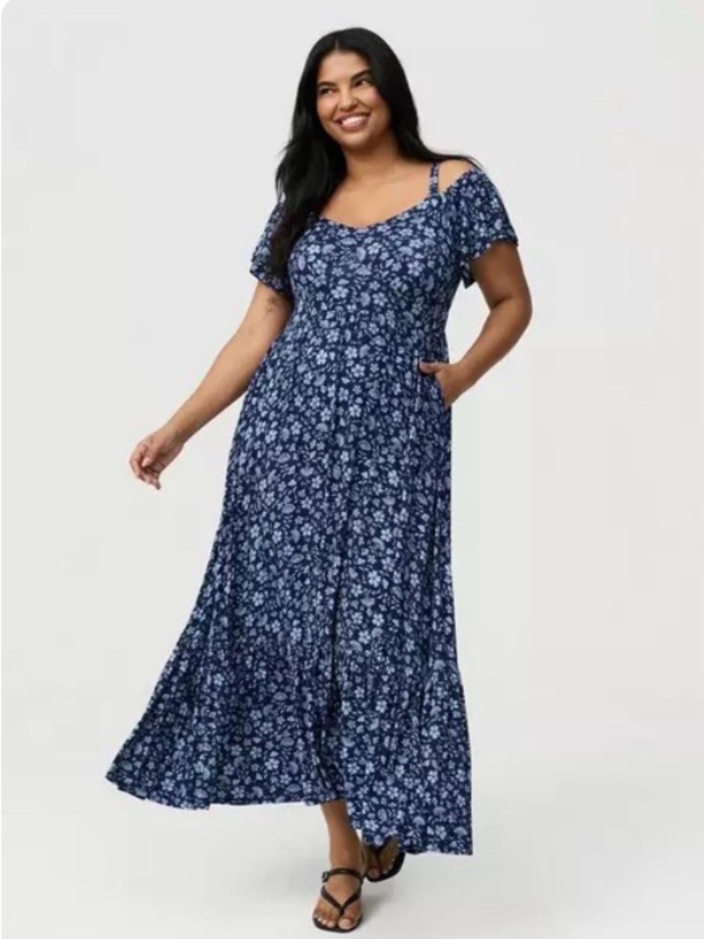 NWT Torrid Cold Shoulder Tiered Maxi Dress
